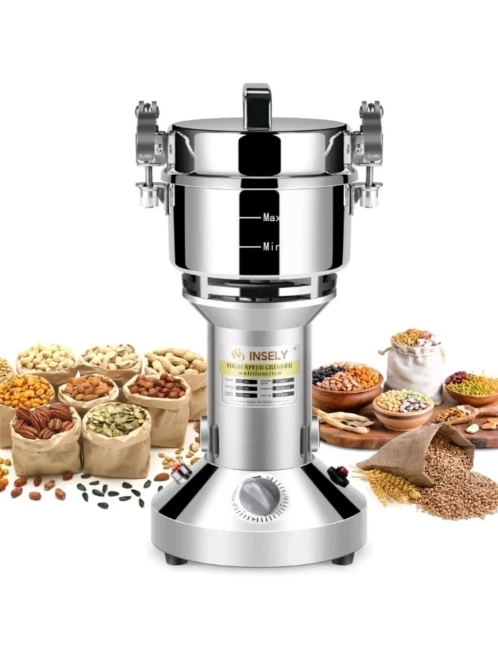INSELY Grain Mill Grinder 300g High Speed Food Grain Mill Wheat Grinder Coffee